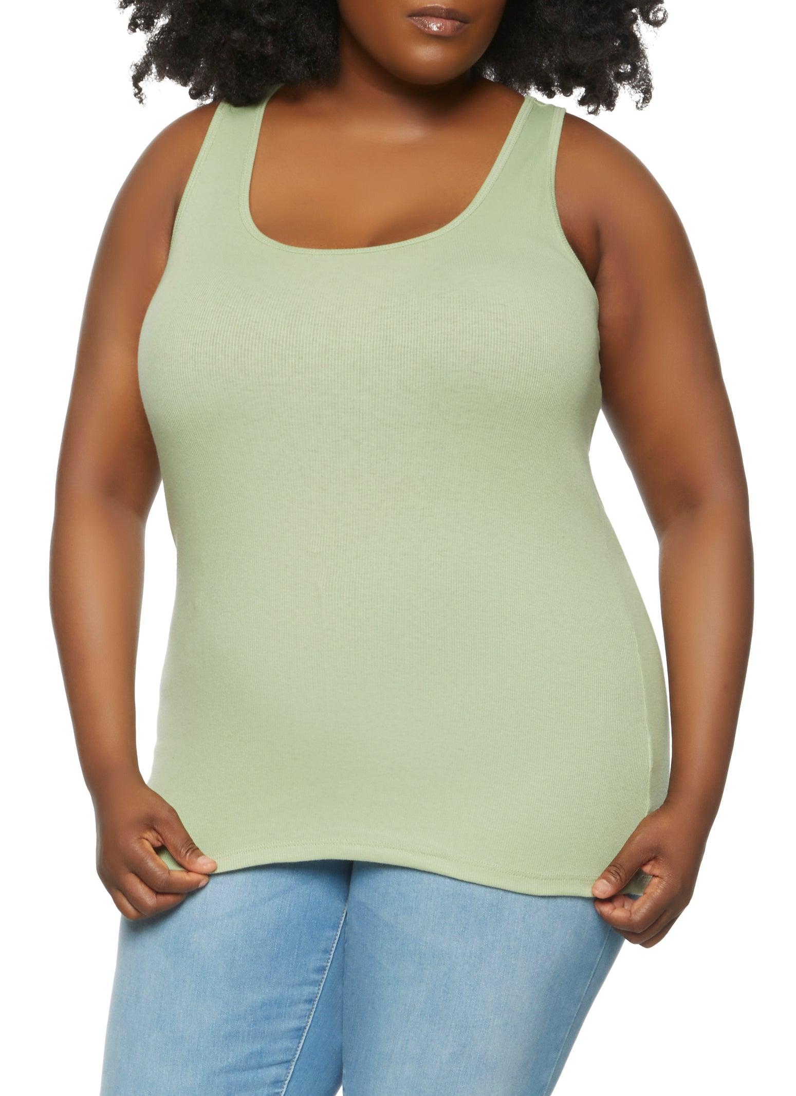 Womens Plus Size Ribbed Knit Tank Top Product Image
