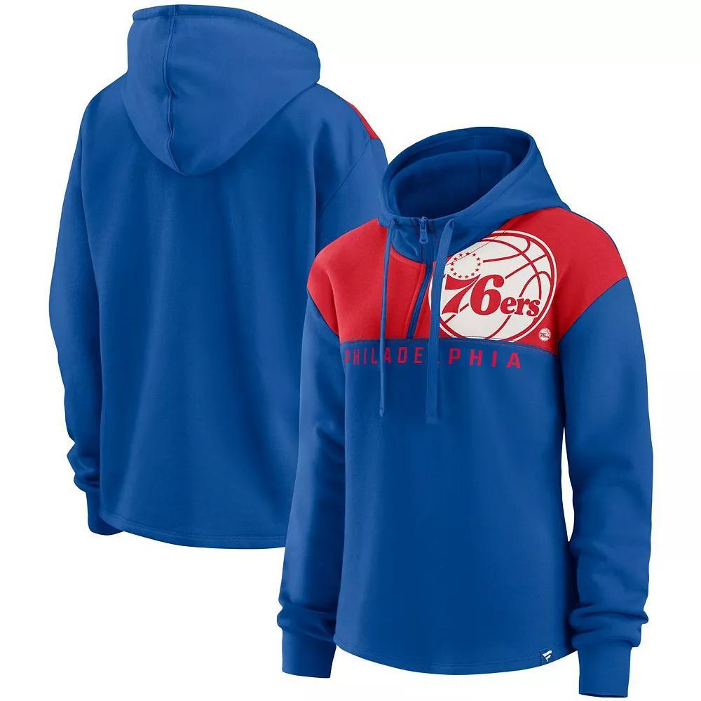 Women's Fanatics Branded Royal Philadelphia 76ers Overslide Quarter-Zip Fleece Hoodie, Size: Small, 76r Blue Product Image
