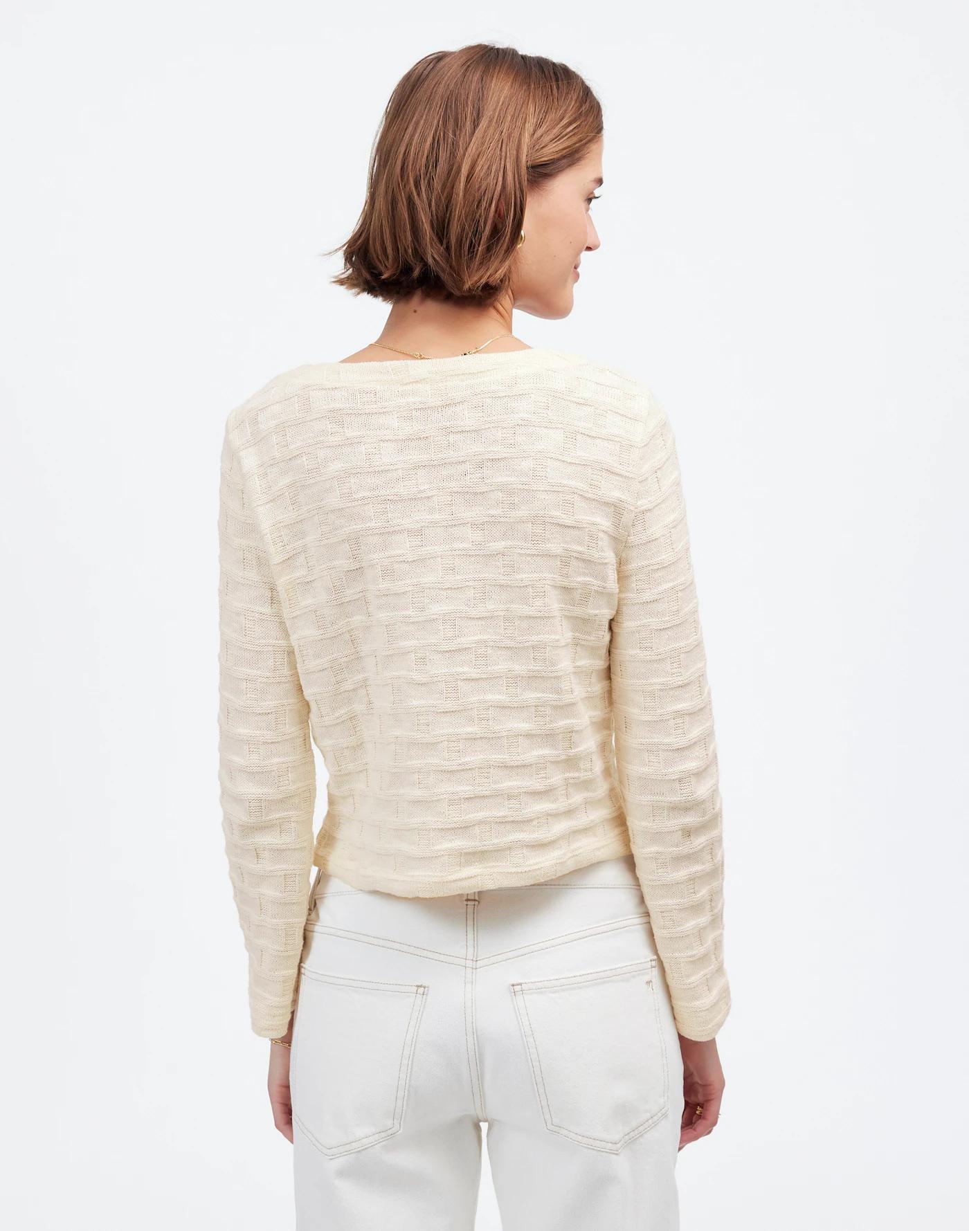 Basket-Weave Stitch Long-Sleeve Sweater Tee Product Image