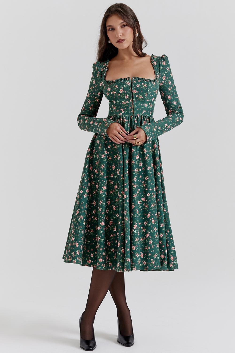Delia Green Floral Print Midi Dress Product Image