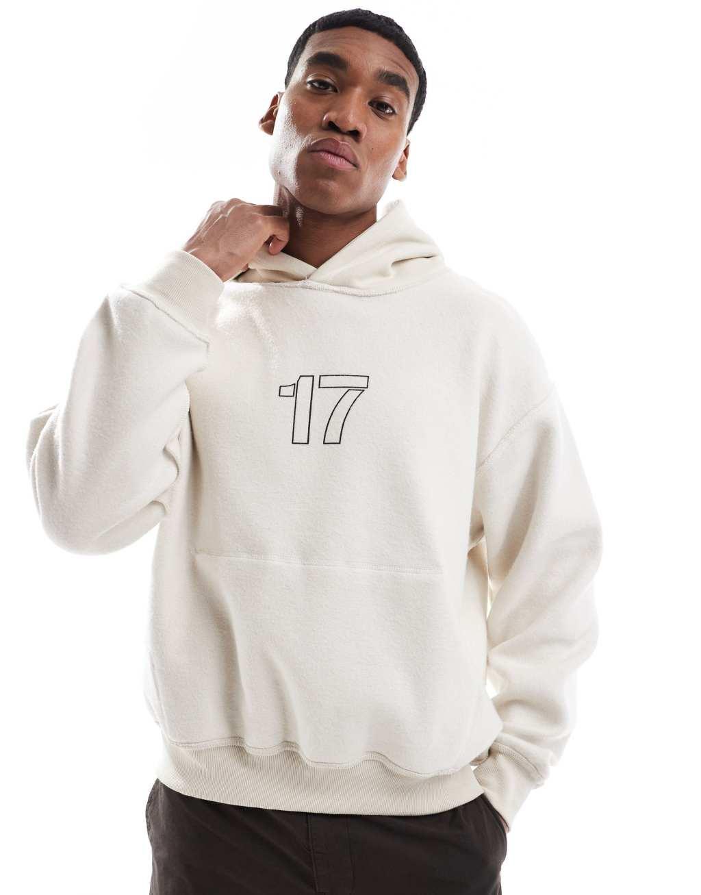 Bershka relentless back graphic hoodie in chocolate  Product Image