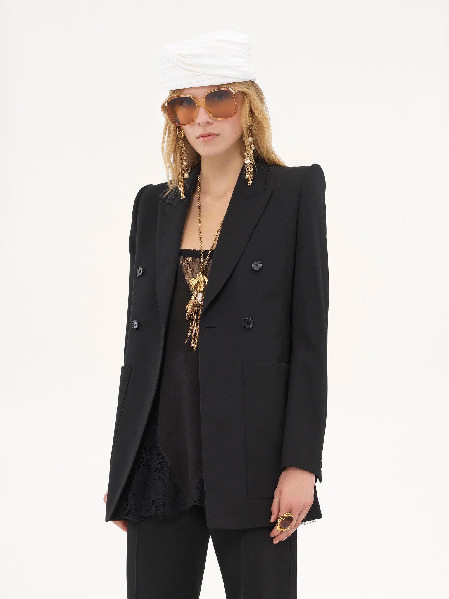 Tailored jacket in wool grain de poudre Product Image