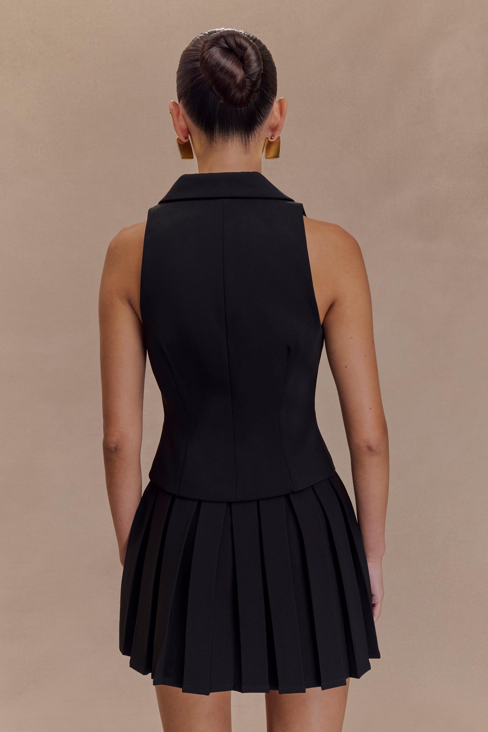 Mura Pleated Mini Skirt - Black Product Image