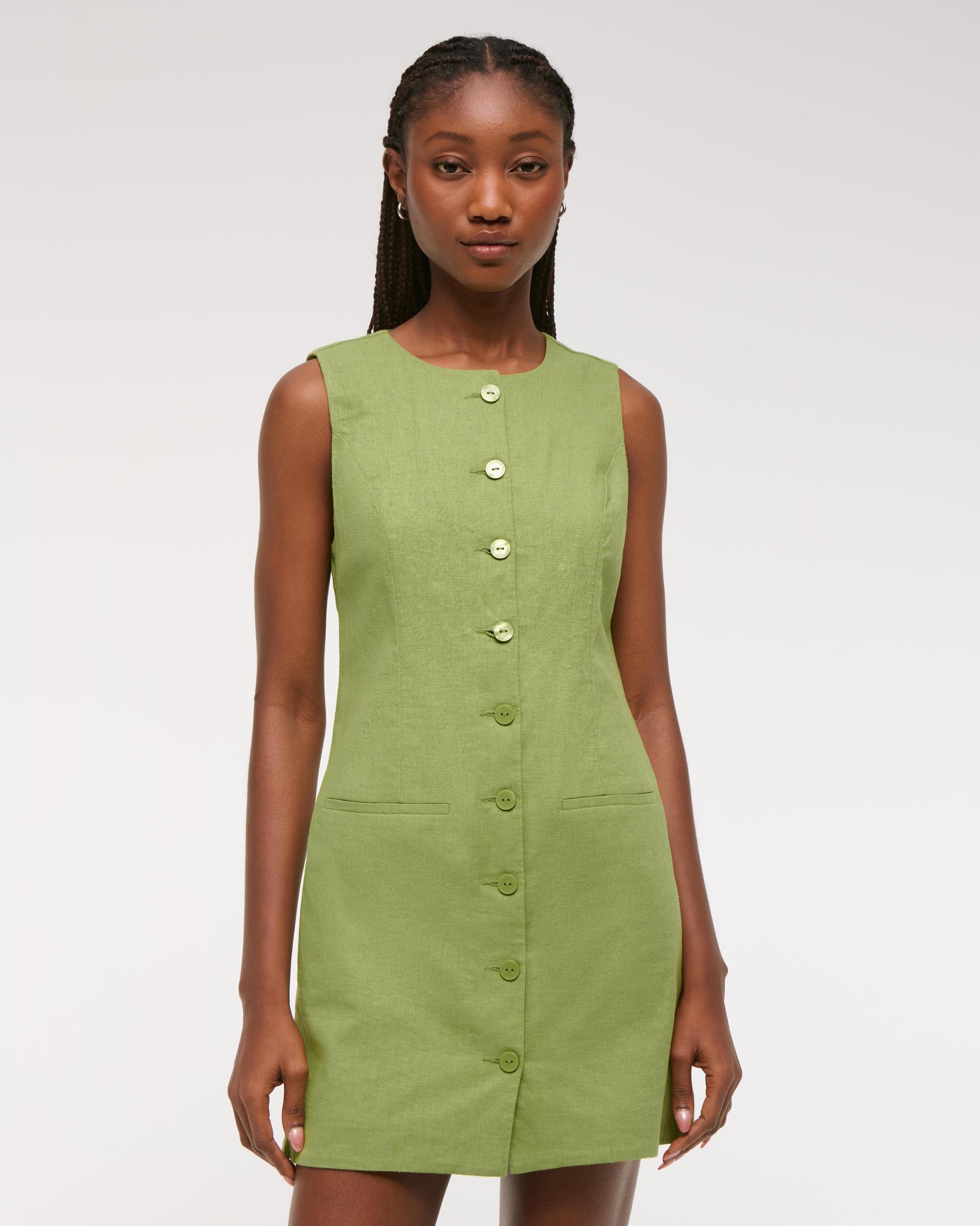 The A&F Mara Linen-Blend Mini Dress Product Image