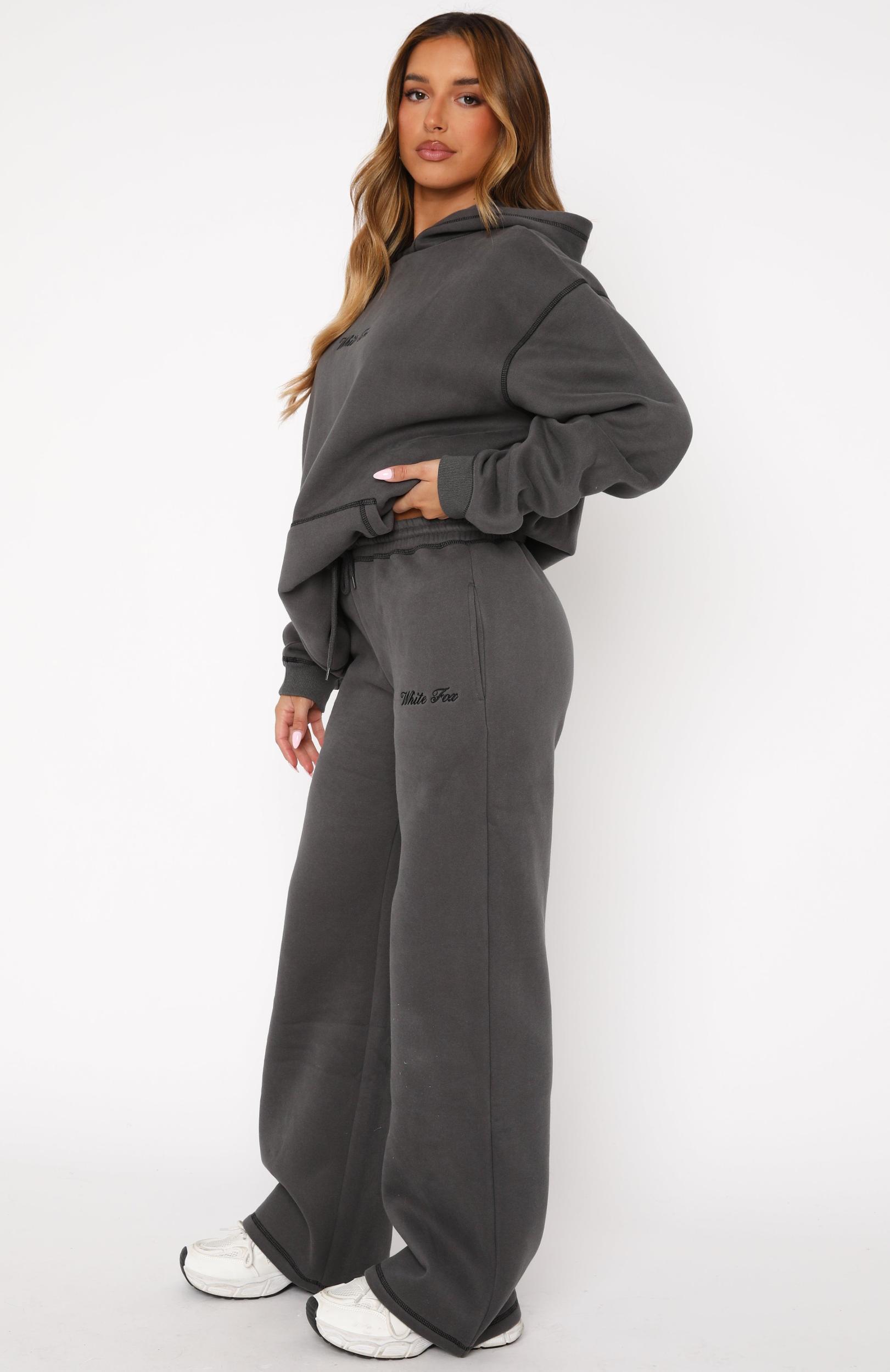 Instant Attraction Wide Leg Sweatpants Charcoal Product Image