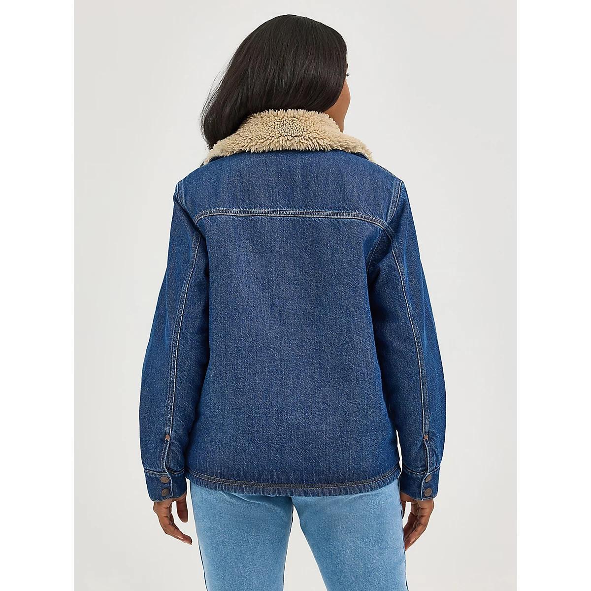Women's Western Sherpa Lined Denim Wrange Coat in Ink Denim Product Image