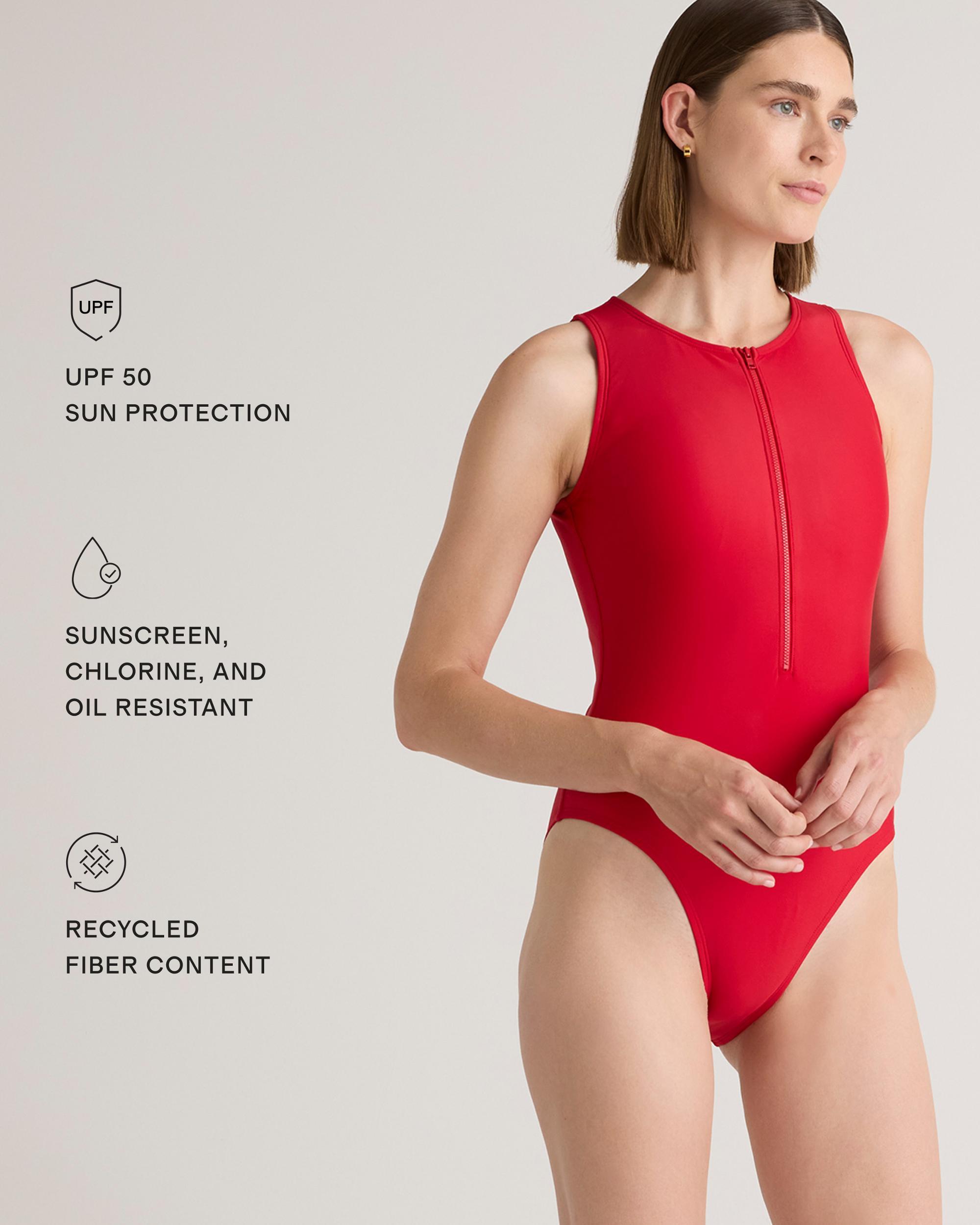 Quince | Women's Italian Zip-Front One-Piece Swimsuit Size XL, 78% Recycled Polyamide, 22% Spandex Product Image