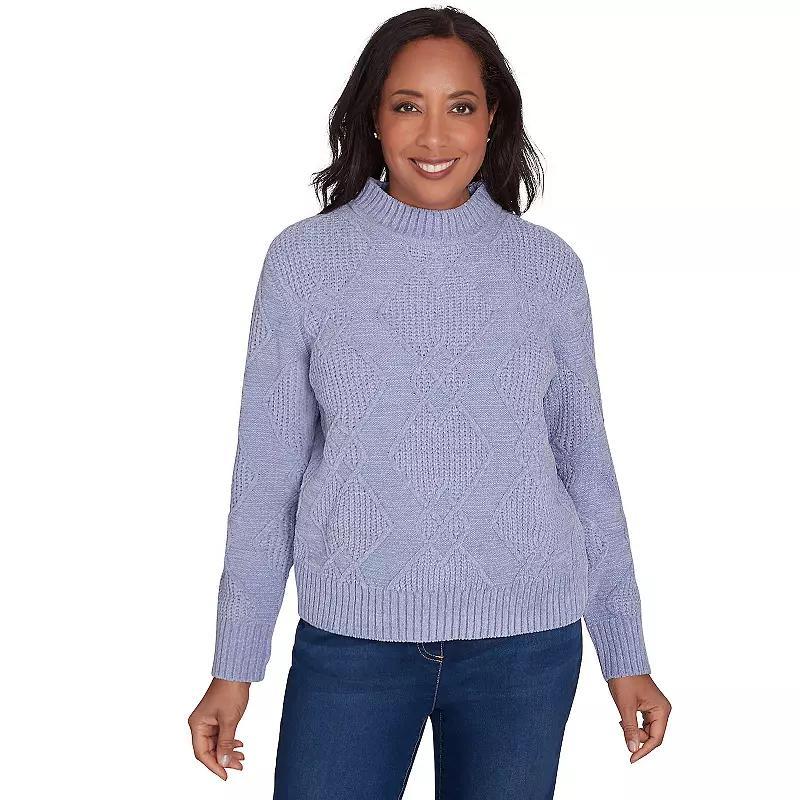 Women's Alfred Dunner Chenille Diamond Turtleneck Sweater, Size: XL, Ivory Product Image