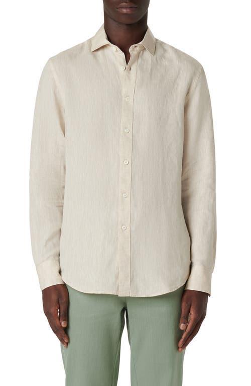 Mens Linen Long-Sleeve Button-Up Shirt Product Image