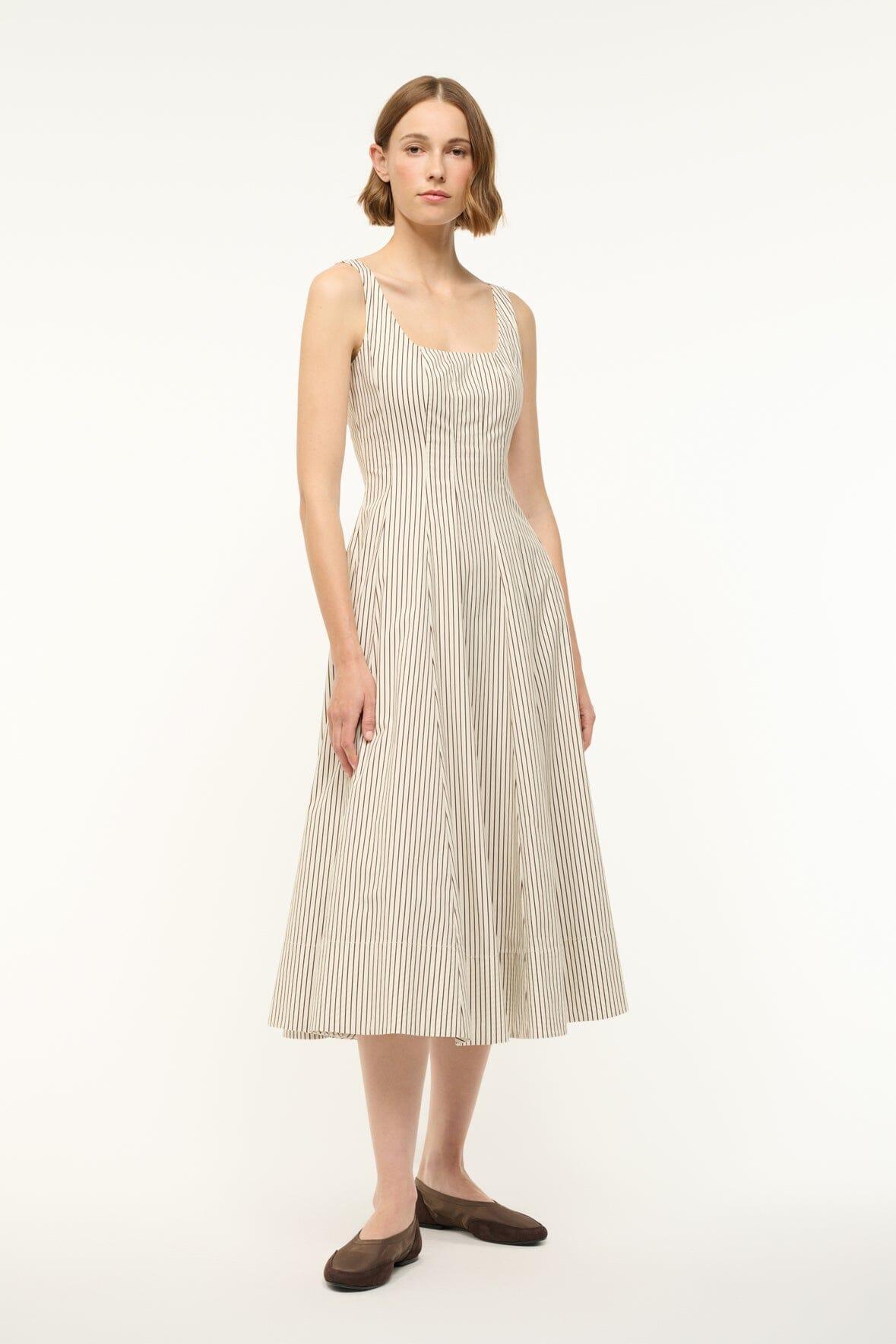 WELLS DRESS | IVORY DARK OAK MICRO STRIPE Product Image