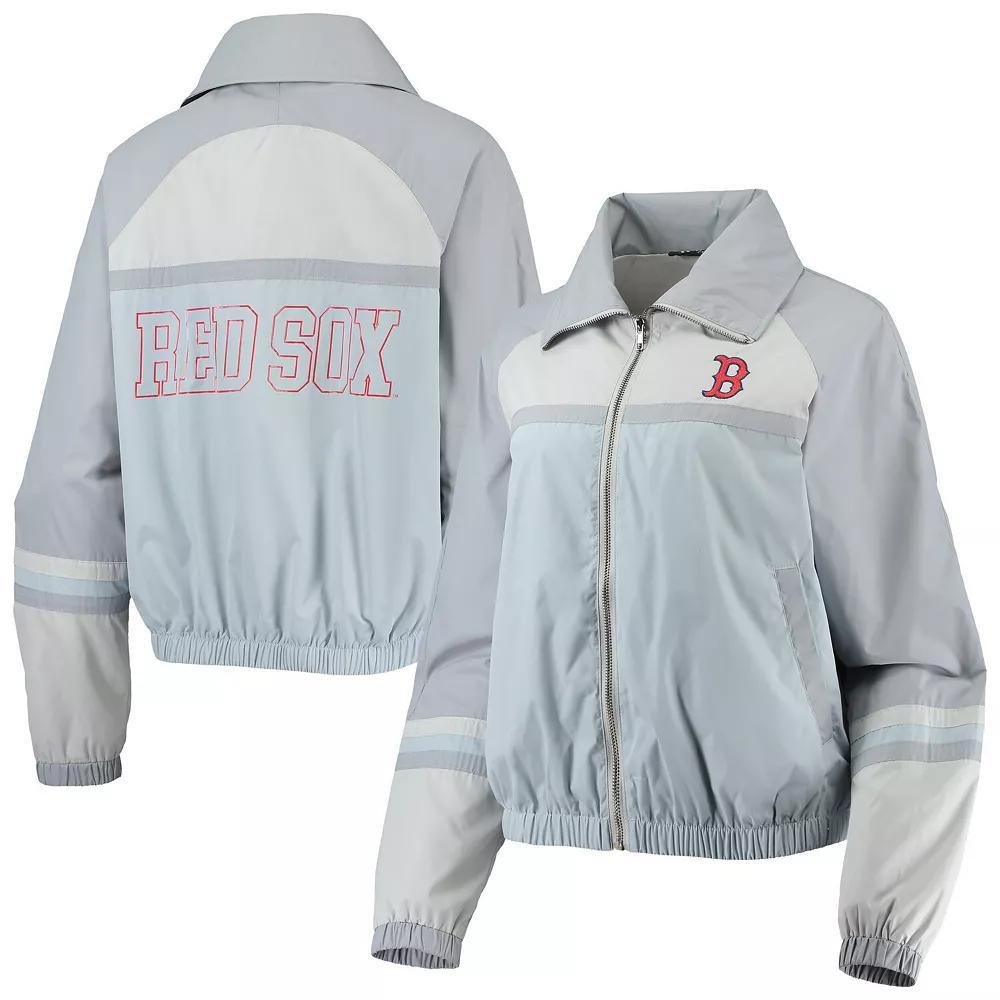 Womens The Wild Collective Navy Boston Red Sox Colorblock Track Raglan Full-Zip Jacket Product Image