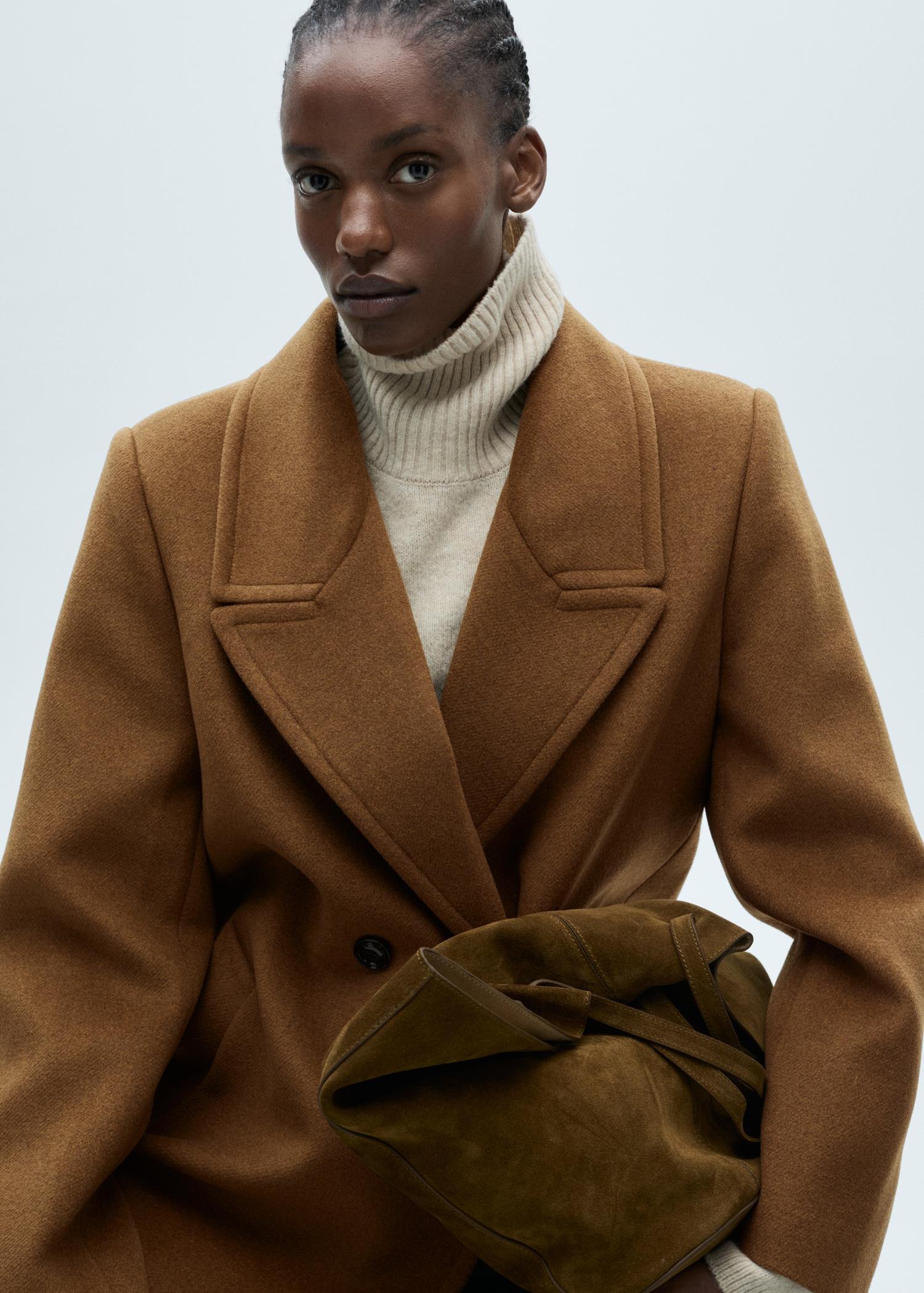 Double-breasted wool coat - Women | MANGO USA Product Image