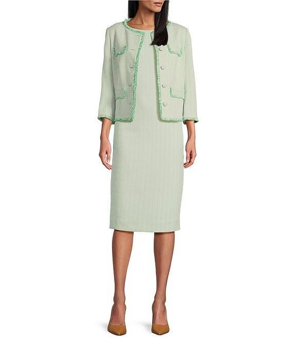 Preston & York Judith Boucle Tweed Round Neck Long Sleeve Jacket Product Image