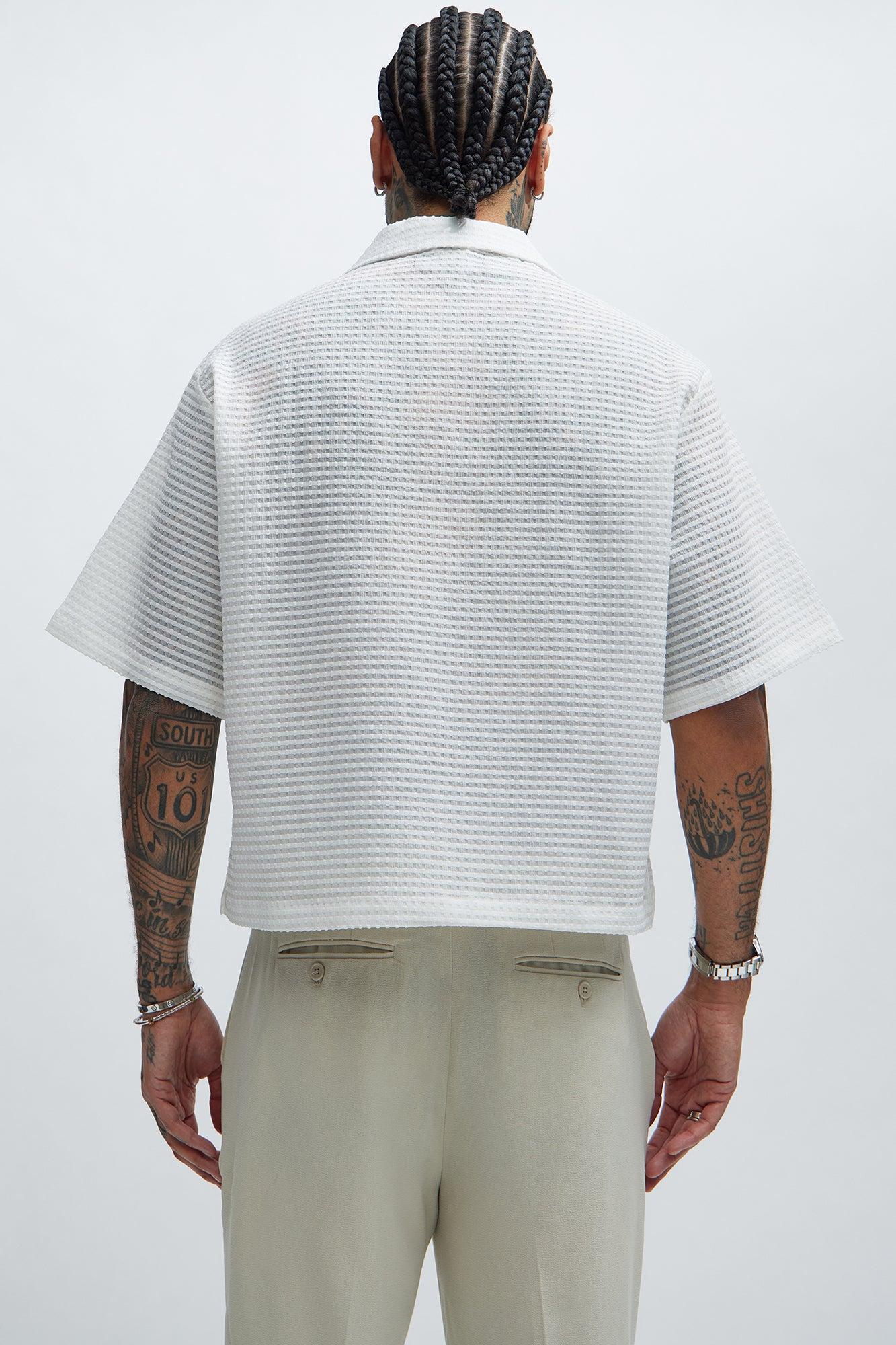 Michael Textured Cropped Shirt - White Product Image