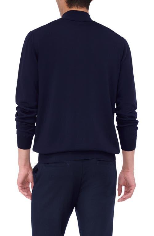BUGATCHI Merino Wool Quarter Zip Pullover In Navy Product Image