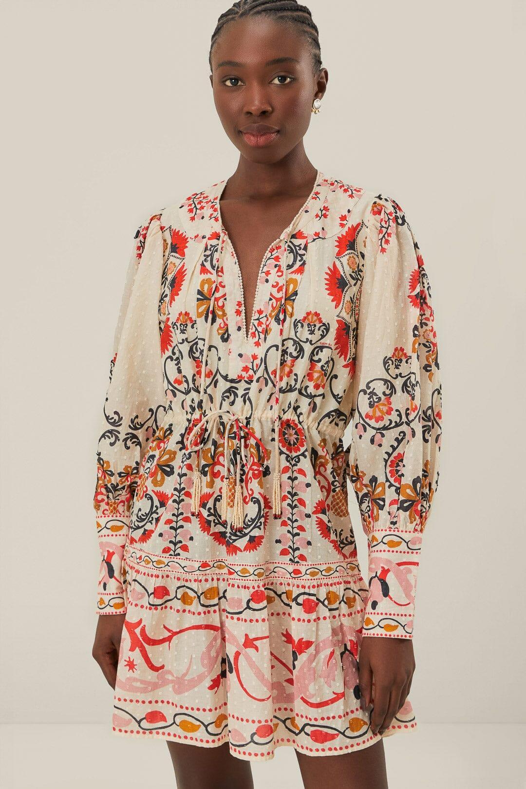 Cream Cashew Mandala Mini Dress, CASHEW MANDALA CREAM / L Product Image