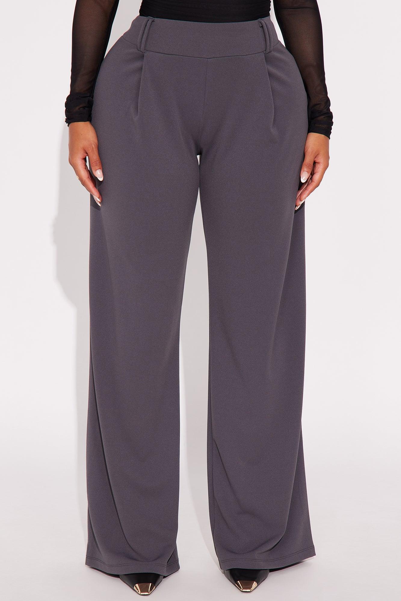 Late To The Meeting Wide Leg Trouser Pant - Charcoal Product Image