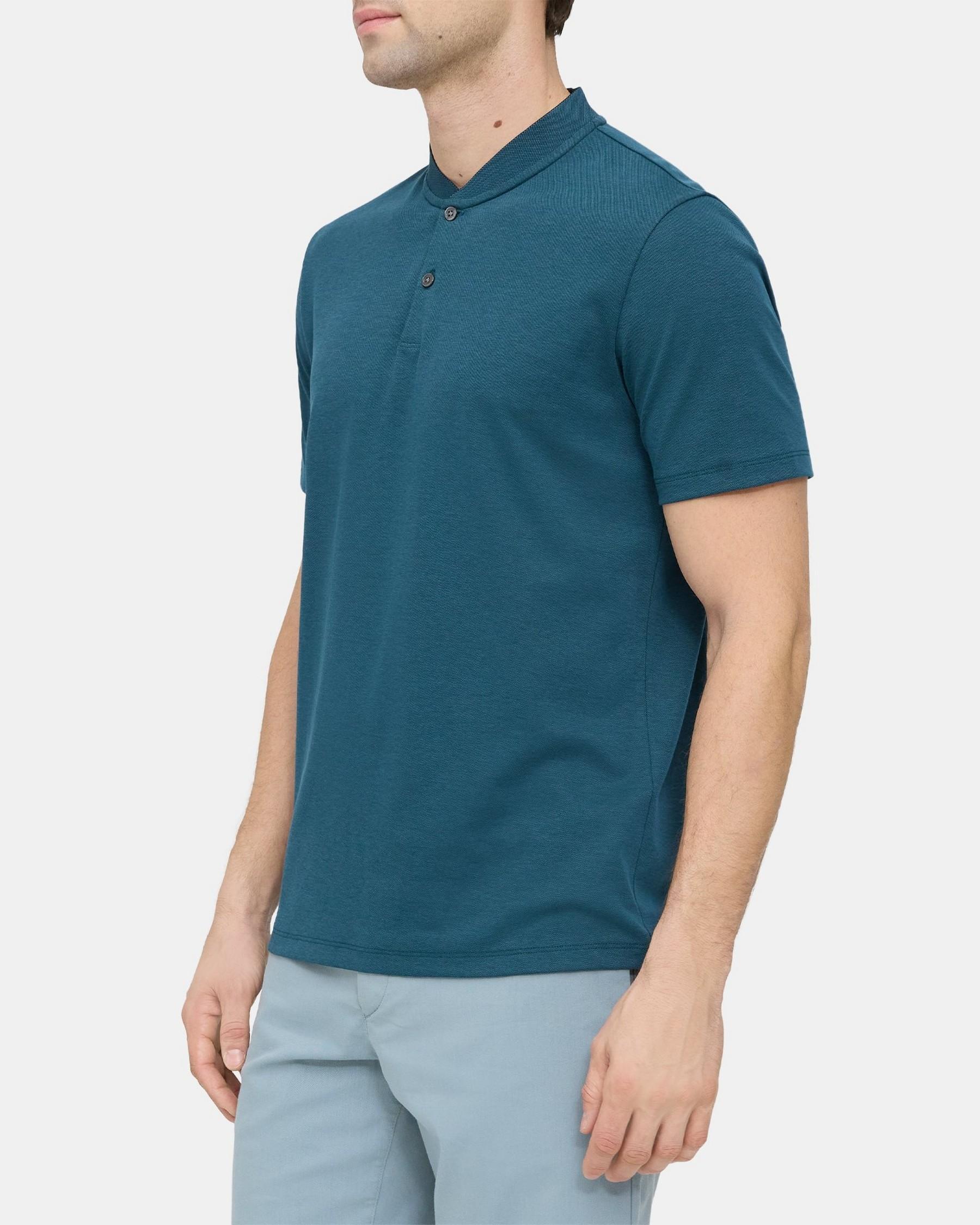 Short-Sleeve Henley Tee in Piqué Cotton Product Image