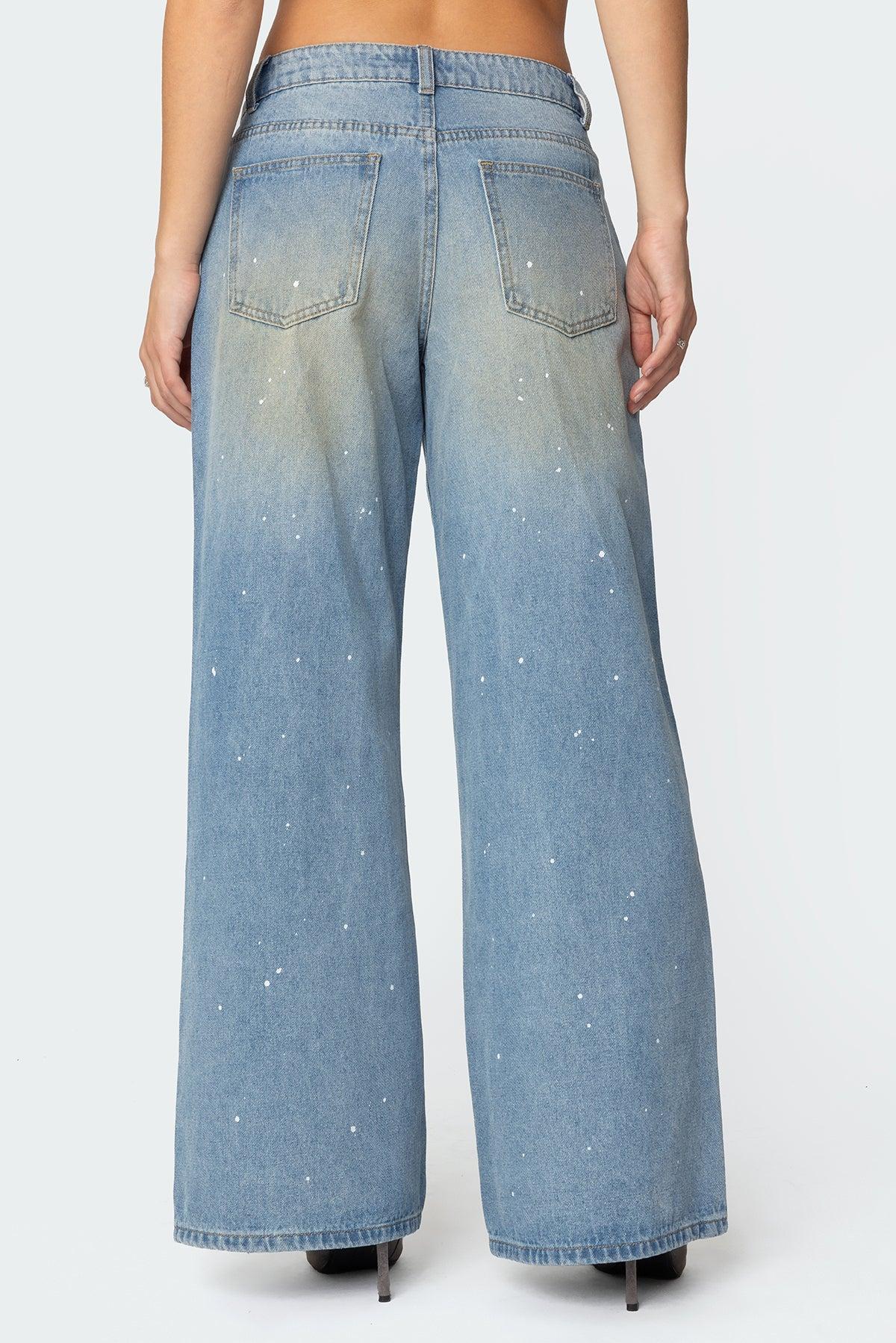 Paint Splatter Low Rise Jeans Product Image