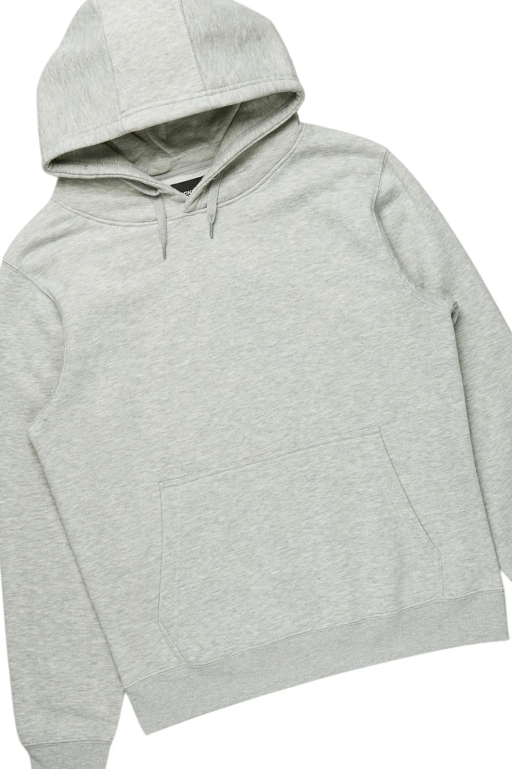 Basic Heather Grey Hoodie/Cargo Sweat Pant Set Male Product Image
