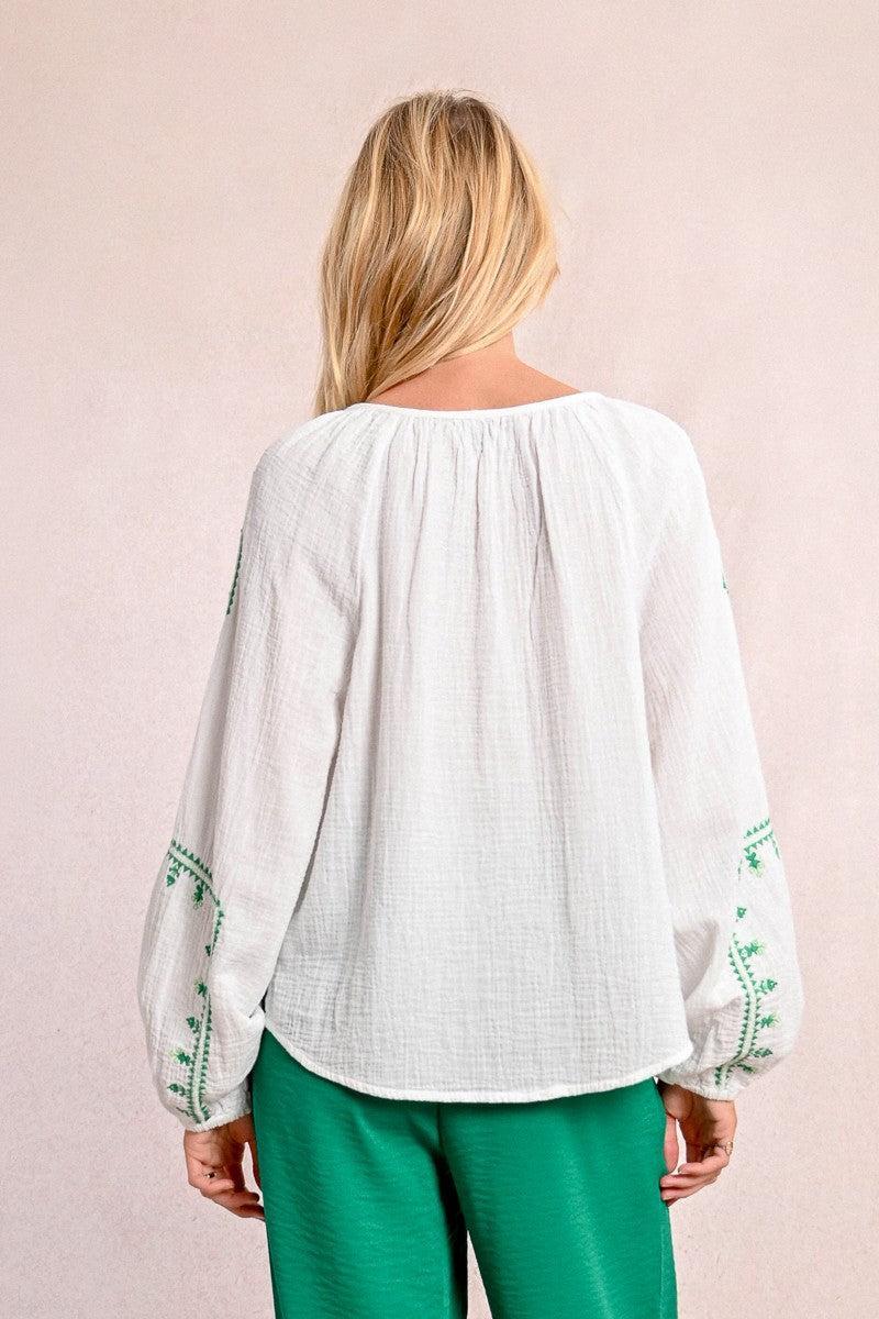 EMBROIDERED POPLIN BLOUSE Product Image