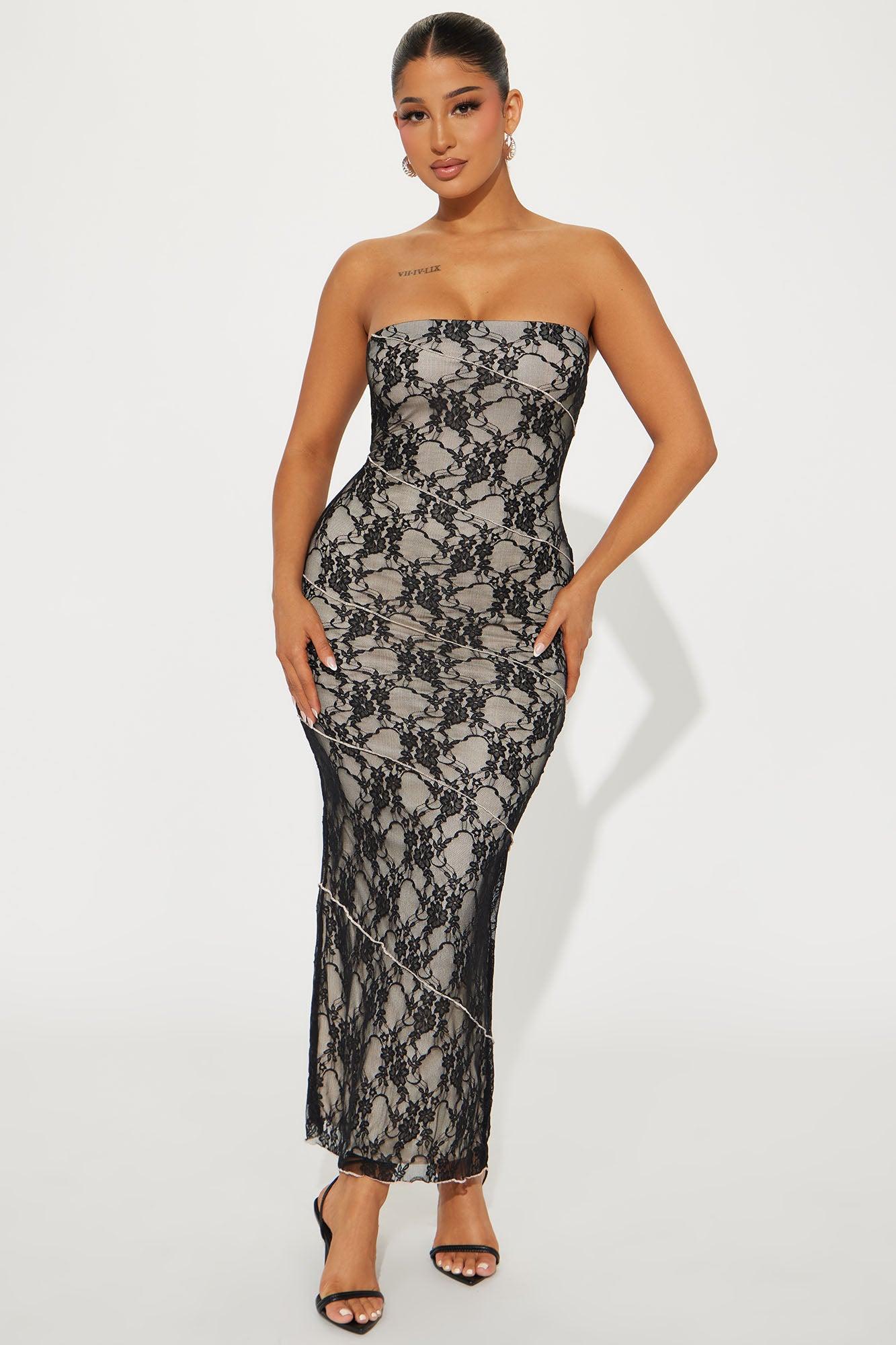 Leah Lace Maxi Dress - Black/combo Product Image