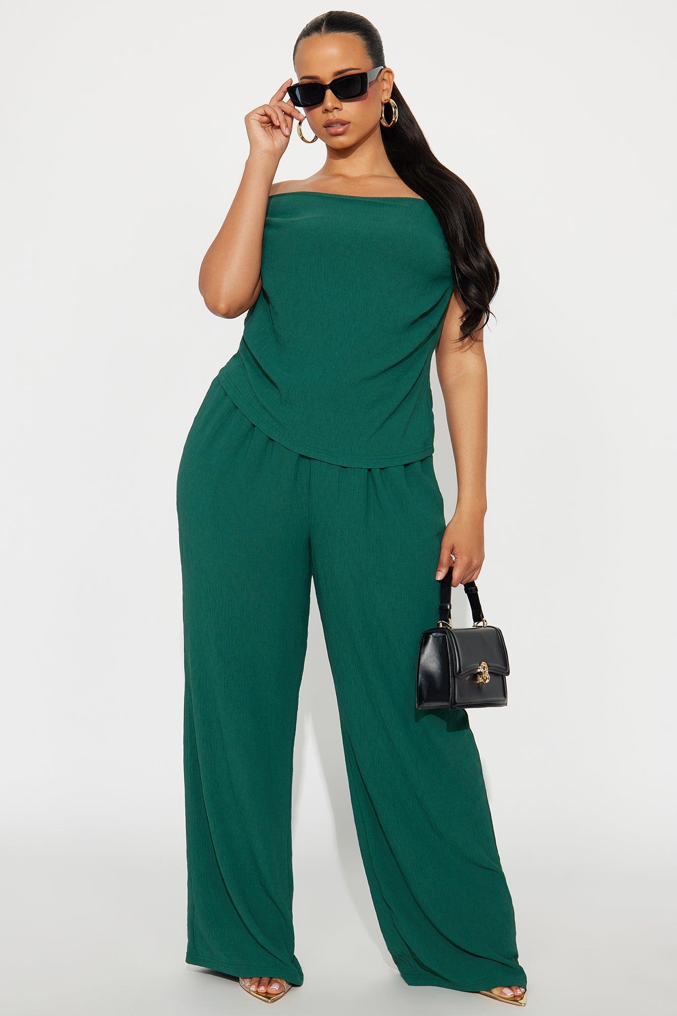 Ana Off Shoulder Pant Set - Hunter Product Image