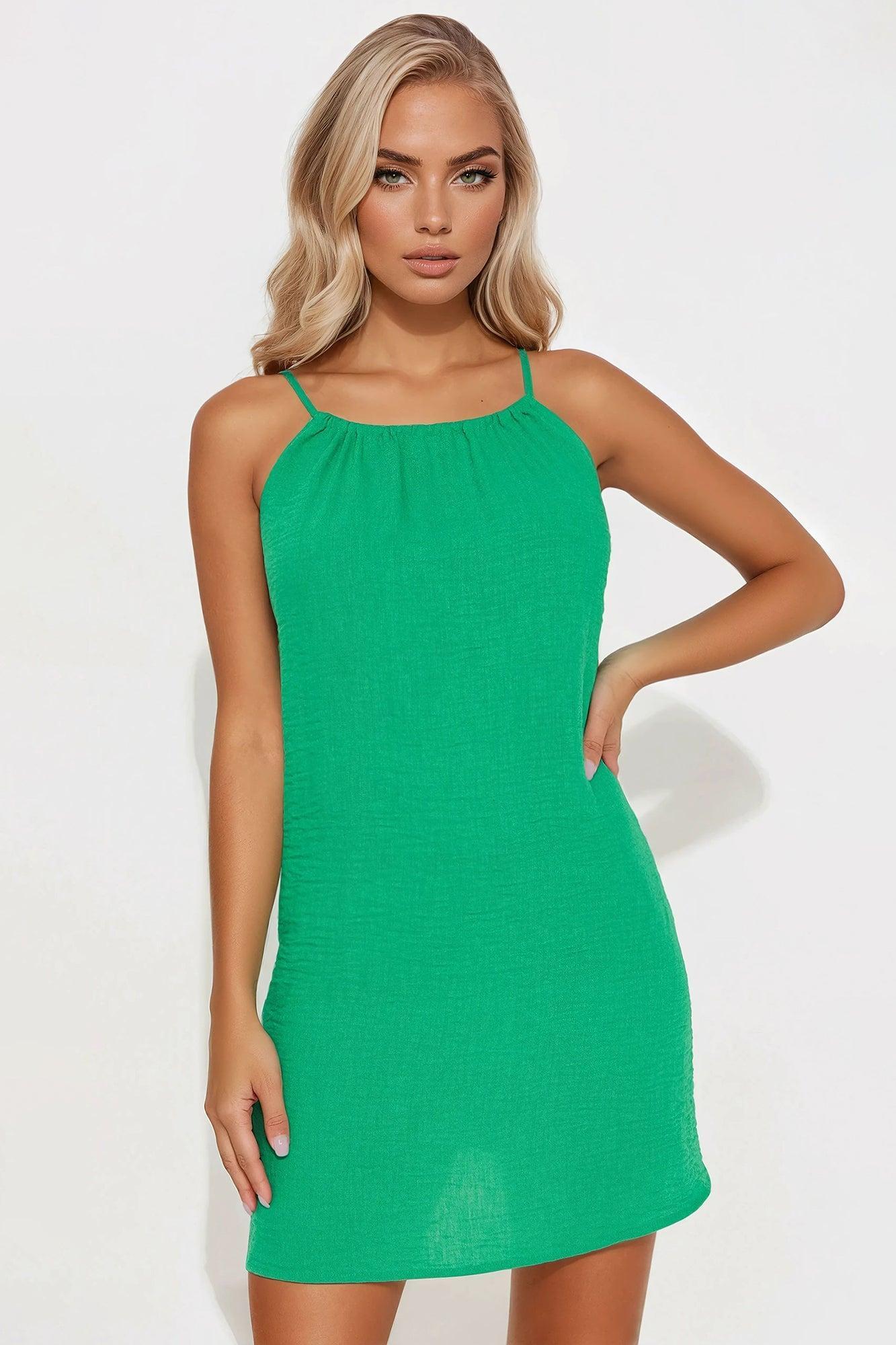 Kourtney Linen Mini Dress - Kelly Green Product Image
