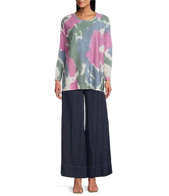 M Made in Italy Tie Dye Scoop Neck Long Sleeve Knit Top Product Image
