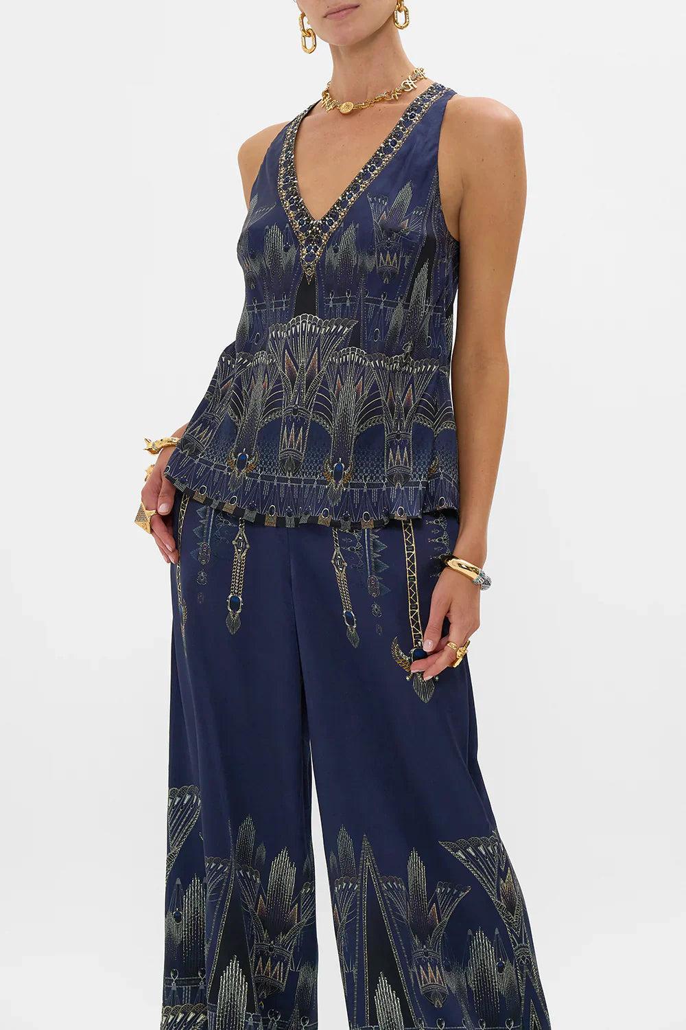 CAMILLA V NECK TOP WITH KNOT BACK Product Image
