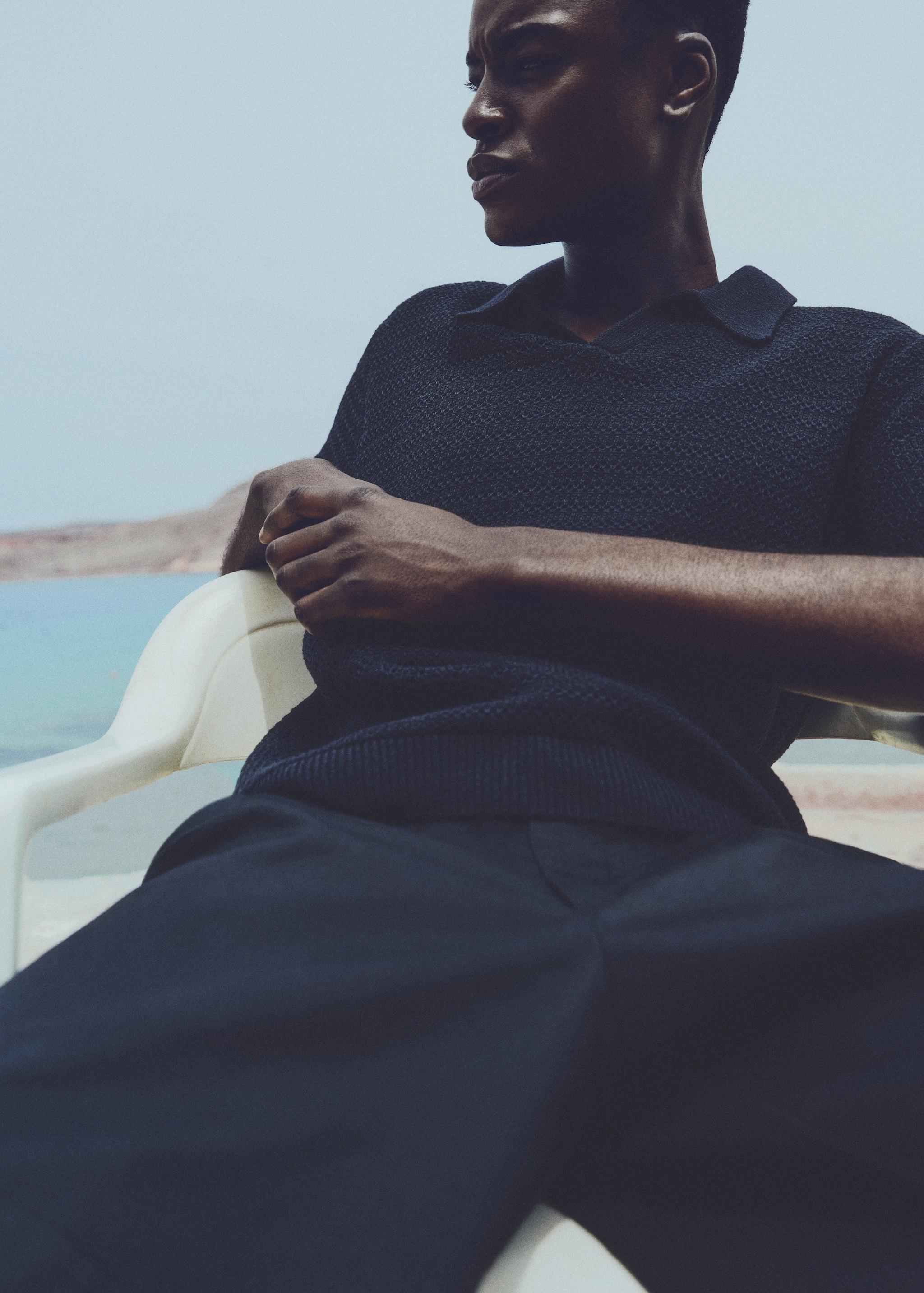 Braided knit polo shirt - Men | MANGO USA Product Image