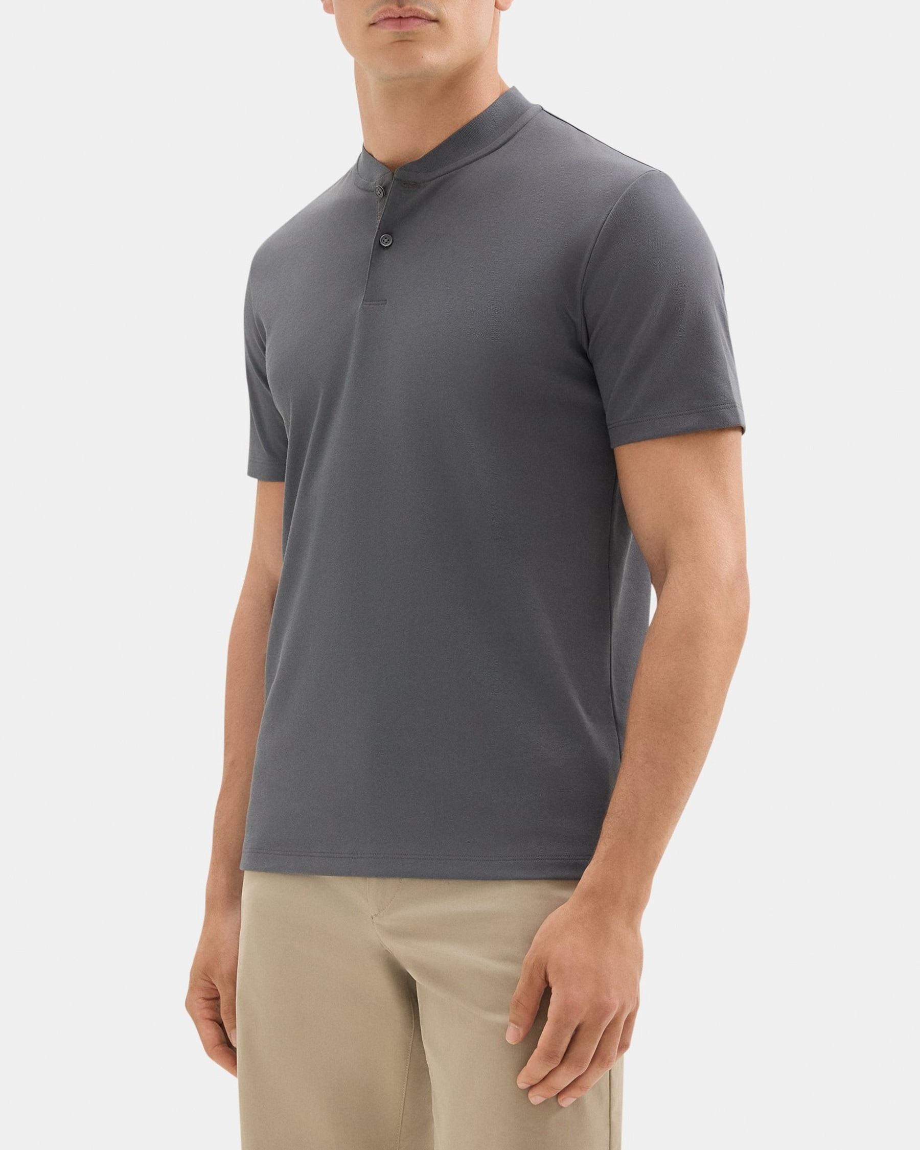 Short-Sleeve Henley Tee in Piqué Cotton Product Image