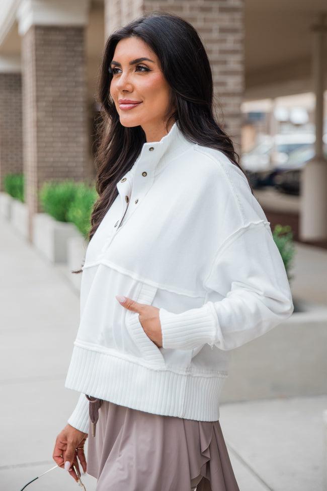Just Go With It Ivory Crop Henley Pullover Product Image