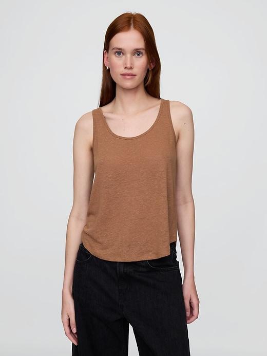 Linen-Blend Racerback Tank Top Product Image