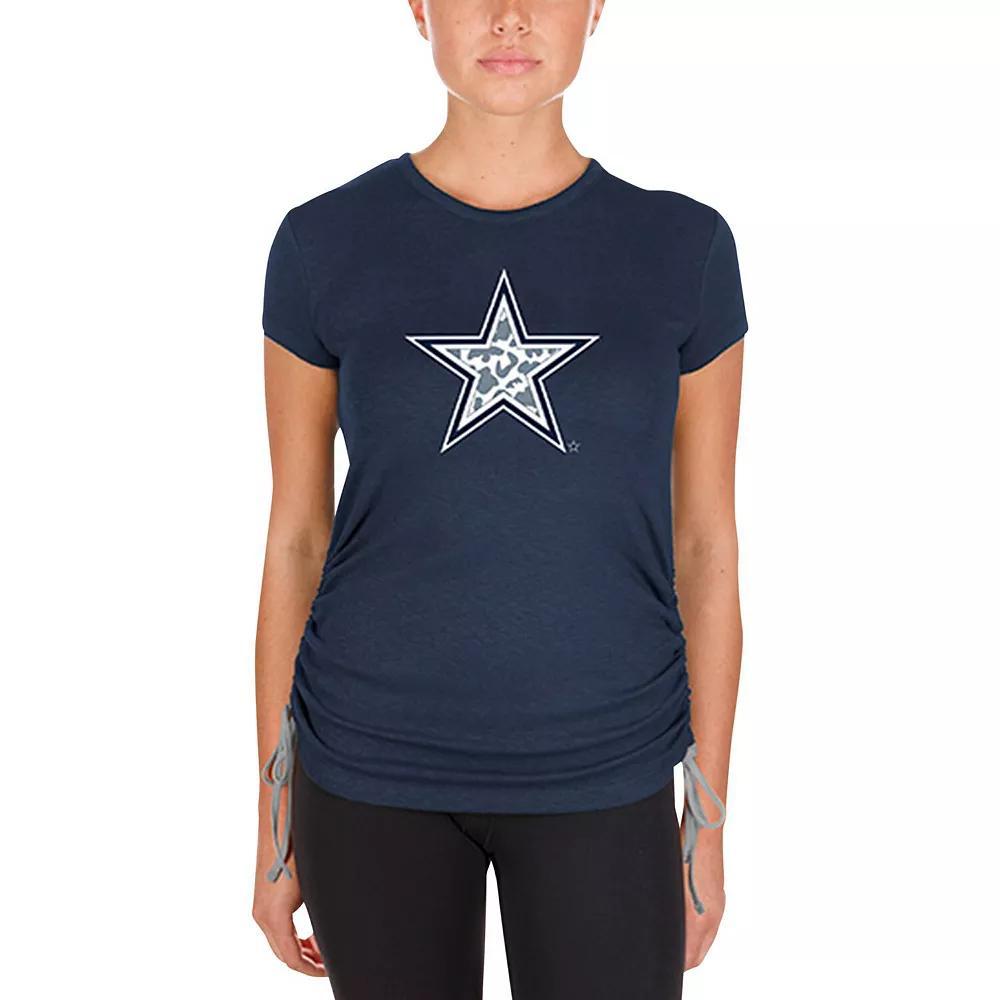 Women's New Era Navy Dallas Cowboys Ruched Side T-Shirt, Size: Large, Blue Product Image