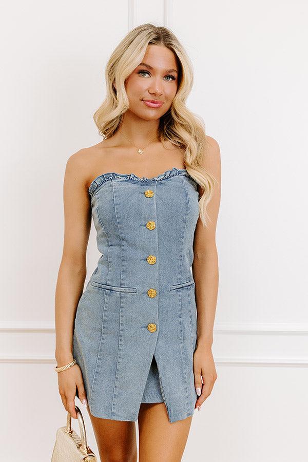 Flirty Smile Denim Mini Dress Product Image
