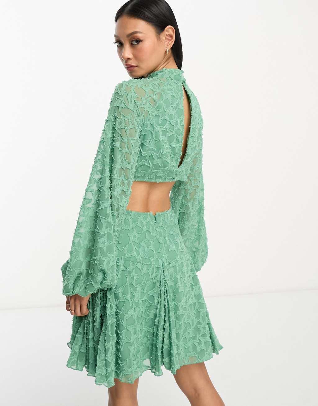 ASOS DESIGN high neck mini dress with cut out detail Product Image