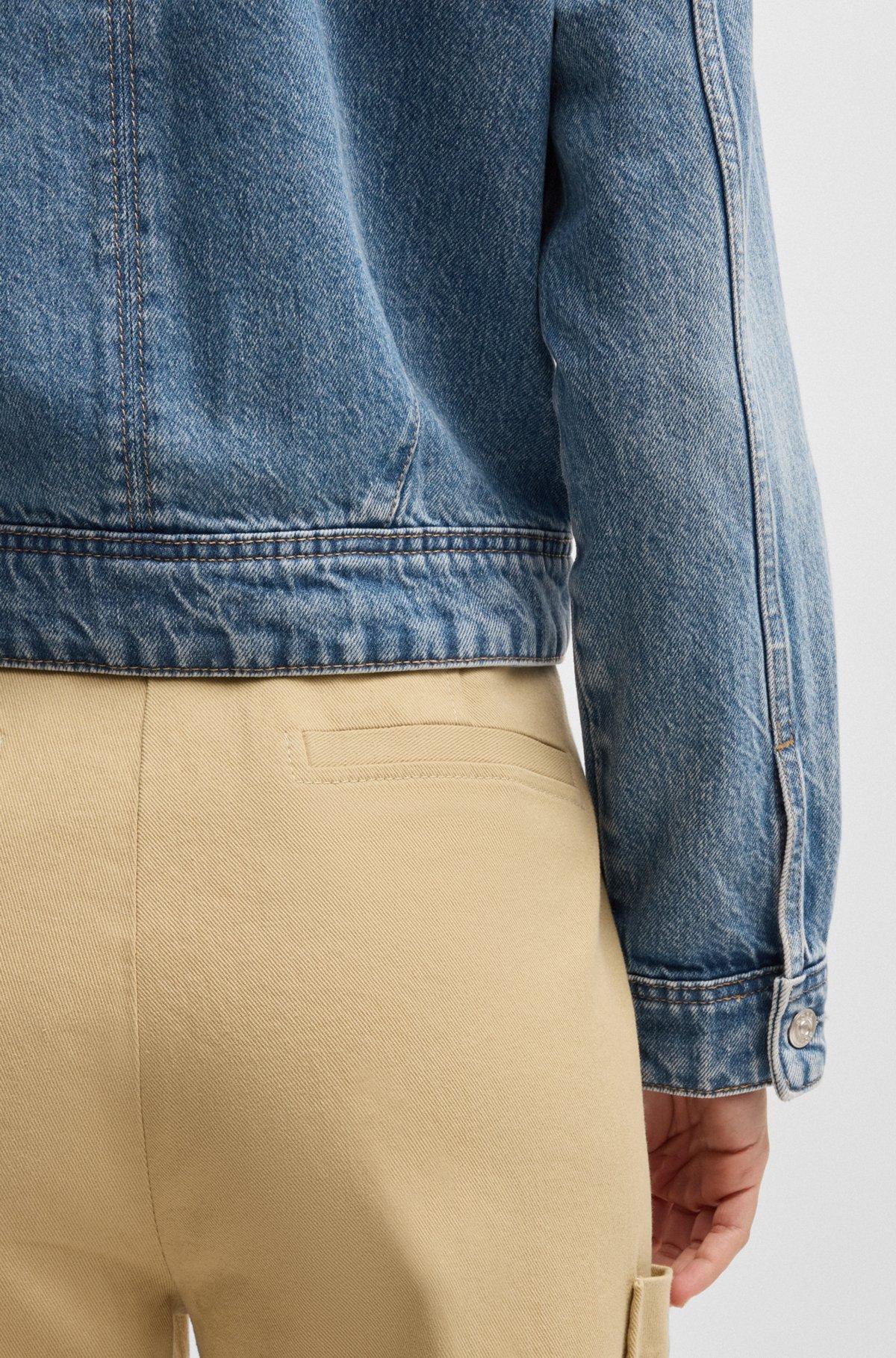 BOSS - Straight-fit jacket in blue rigid denim - Light Blue Product Image