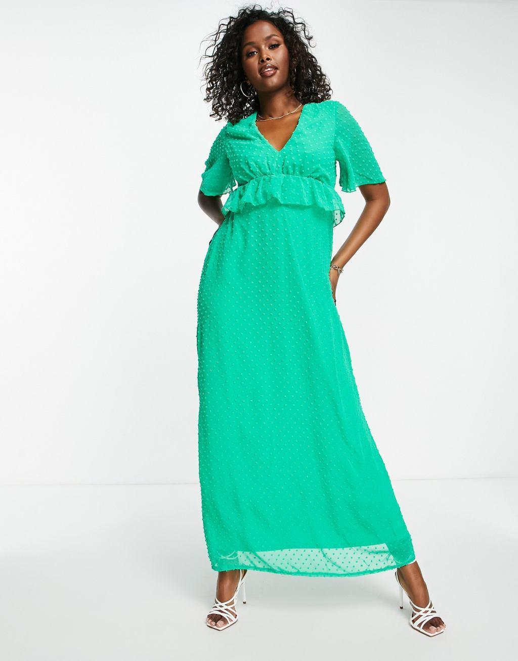 Blume Bridal chiffon maxi dress with frill detail Product Image