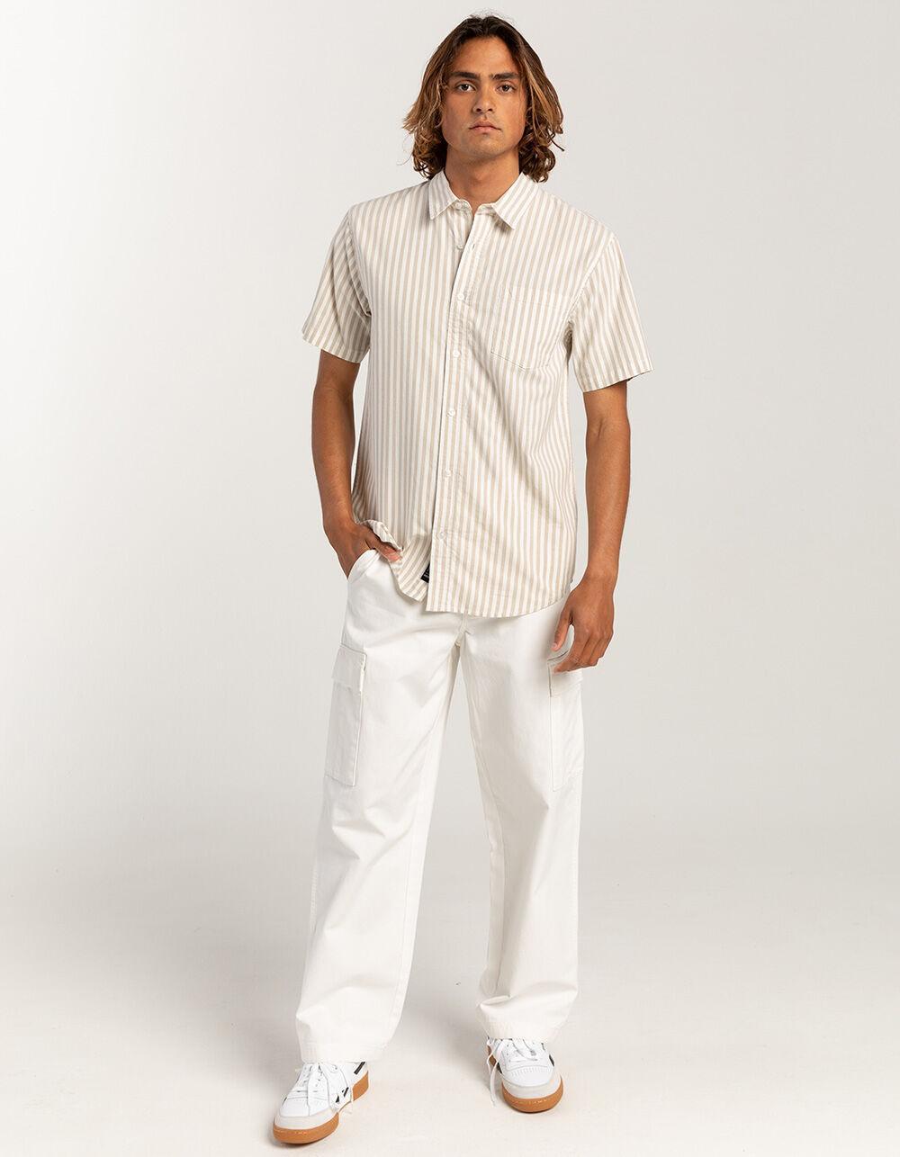 RSQ Mens Stripe Oxford Shirt - TAN Product Image