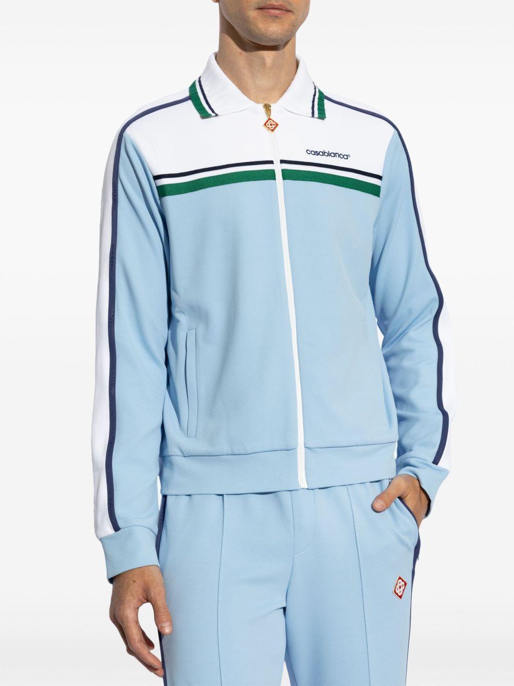 logo-embroidered panelled track jacket Product Image