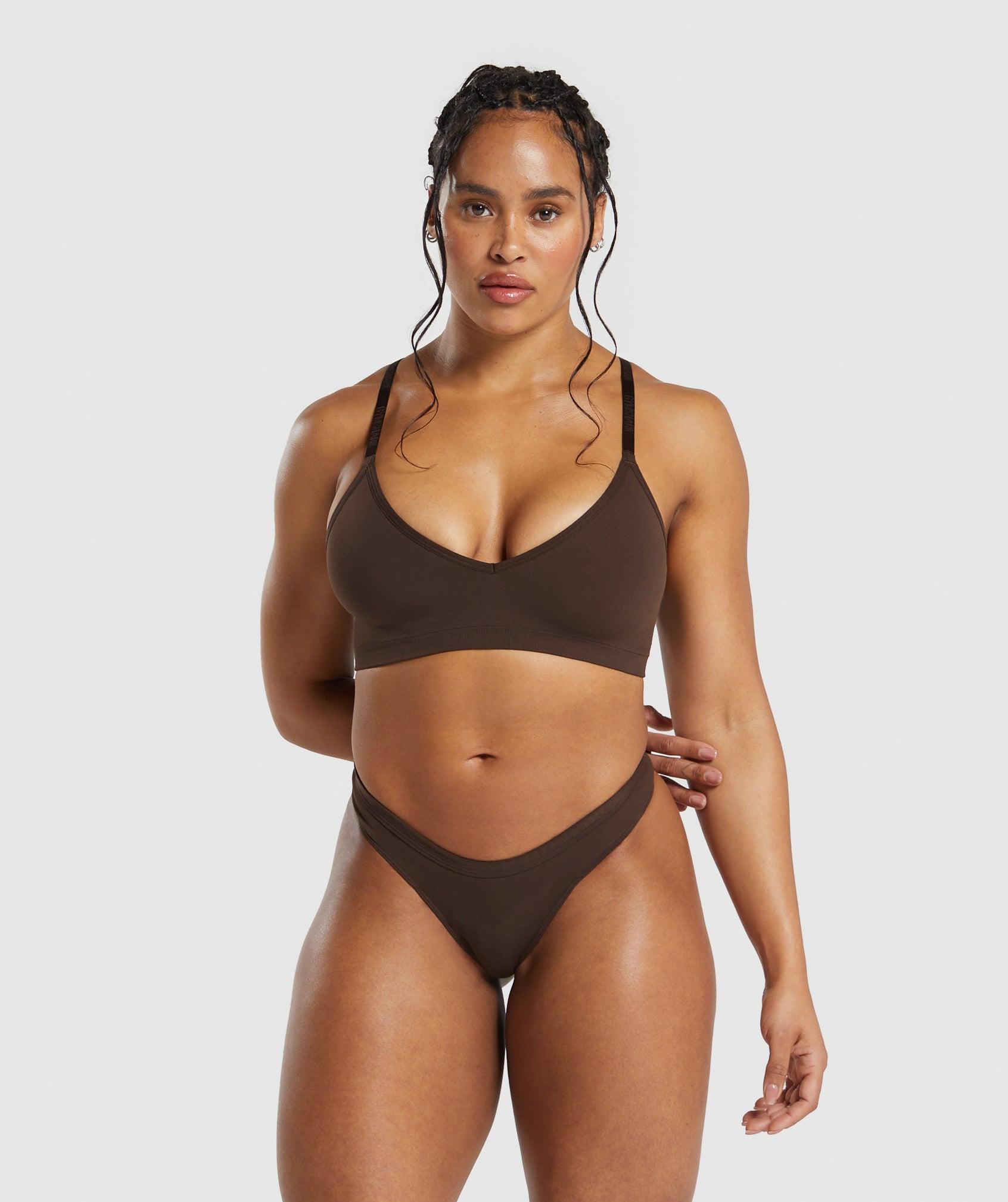 Gymshark Seamless Dipped Front Thong - Archive Brown Female Product Image