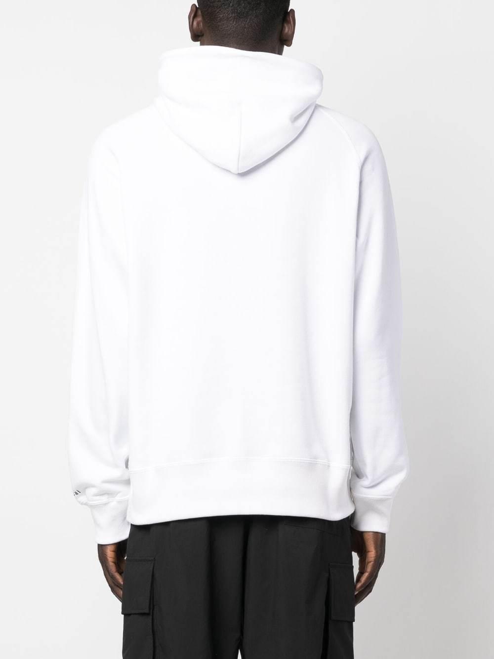 SACAI Slogan-print Cotton Hoodie In White Product Image