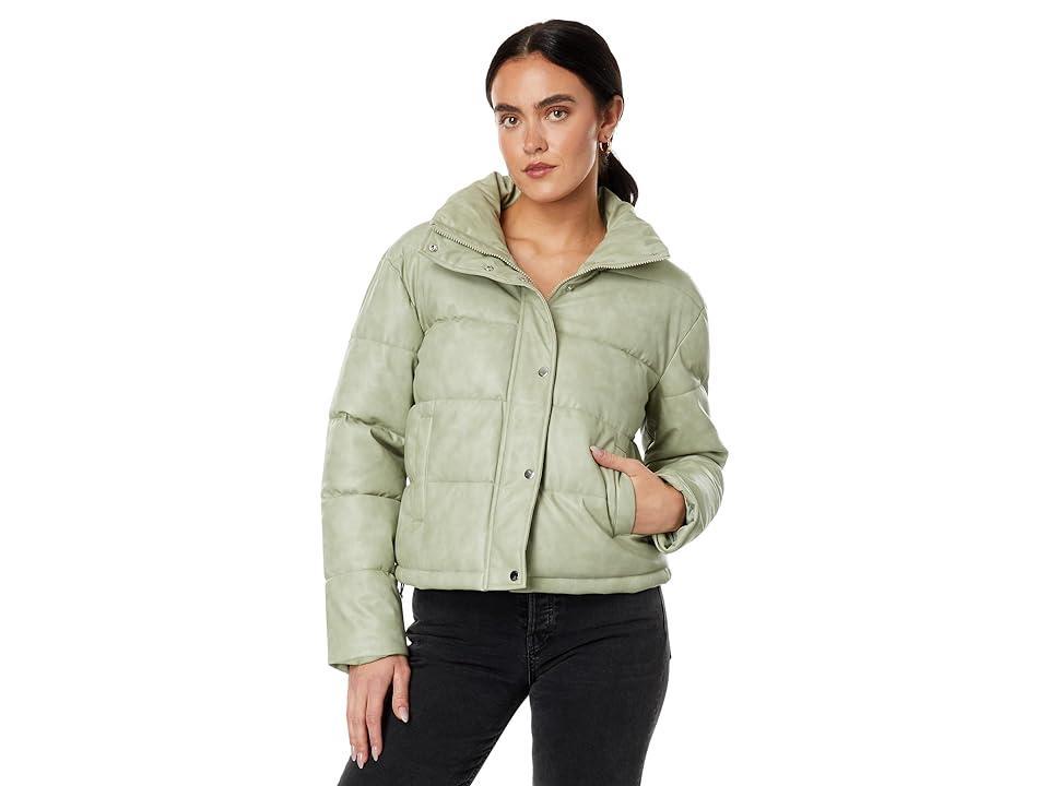 Avec Les Filles Faux-Ever Leather Cropped Puffer (Caramel) Women's Clothing Product Image
