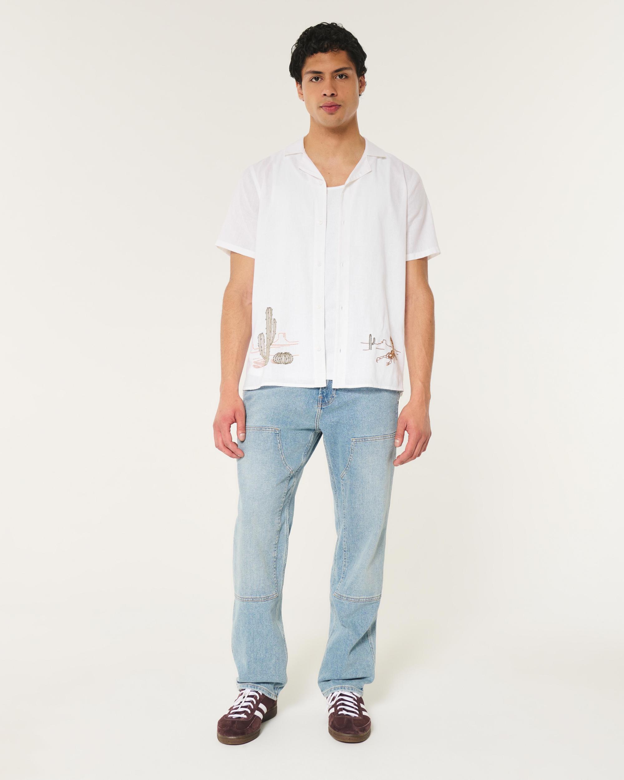 Relaxed Short-Sleeve Embroidered Western Graphic Shirt Product Image
