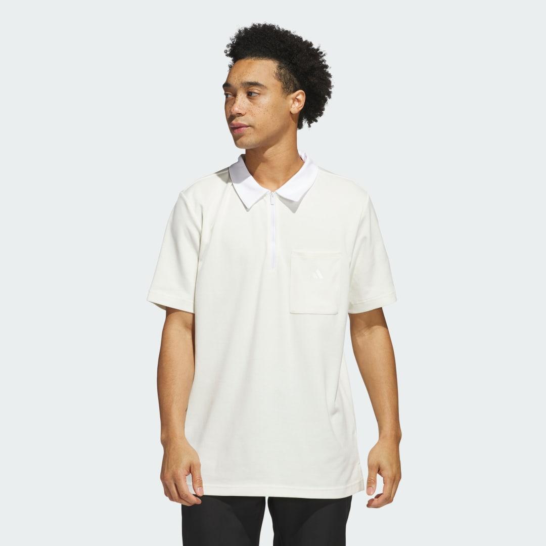 adidas Essentials Quarter-Zip Polo Shirt Semi Court Green L Mens Product Image