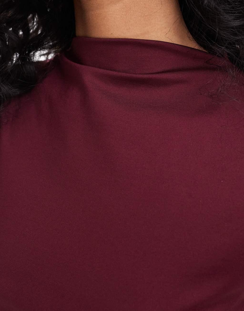 ASOS DESIGN high neck top with open back in wine Product Image