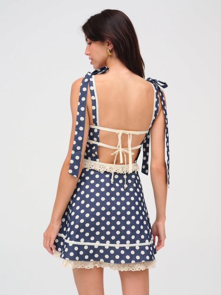 Dolly Dot Mini Dress — Blue Product Image
