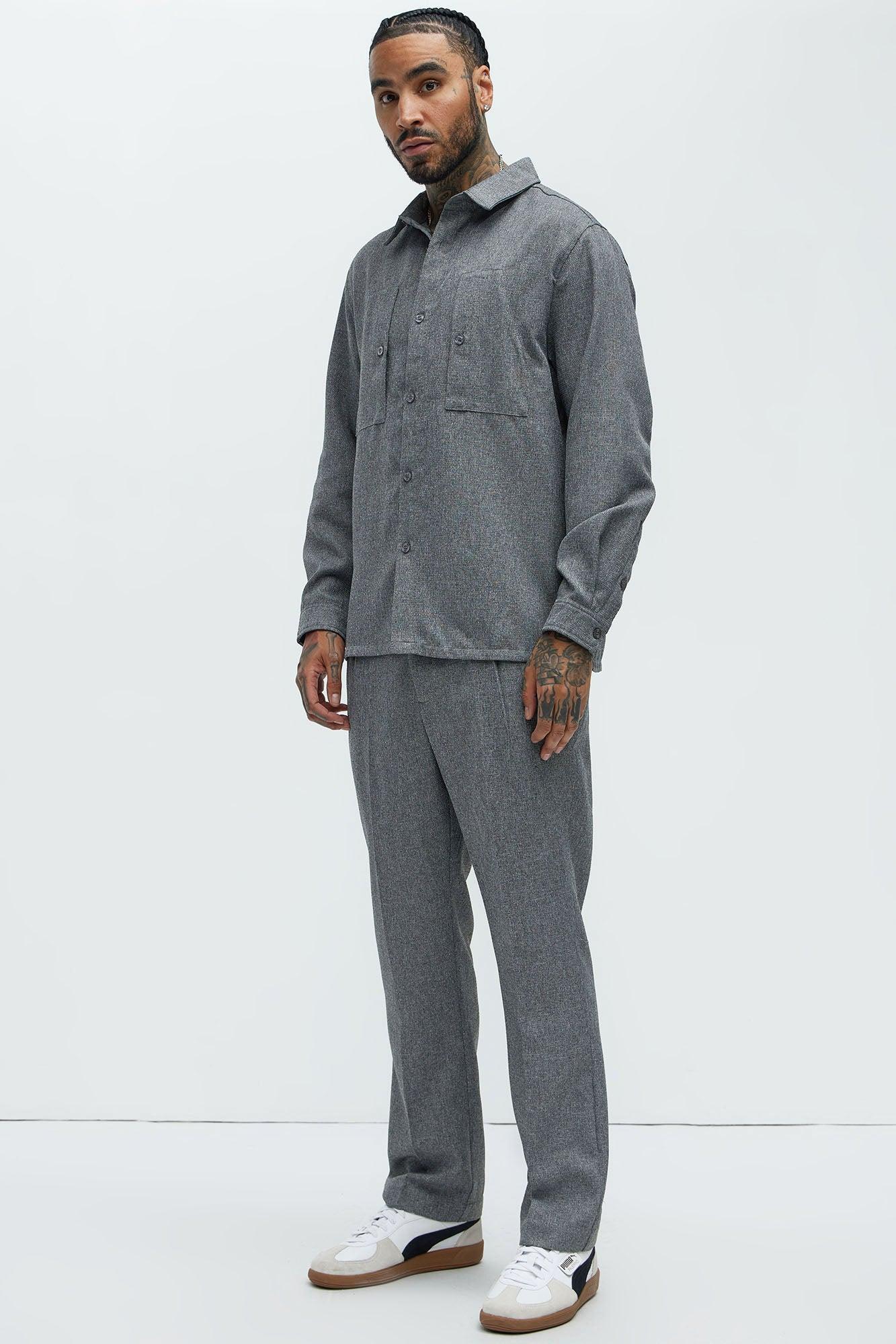 Kerr Pleated Straight Trousers - Grey Product Image