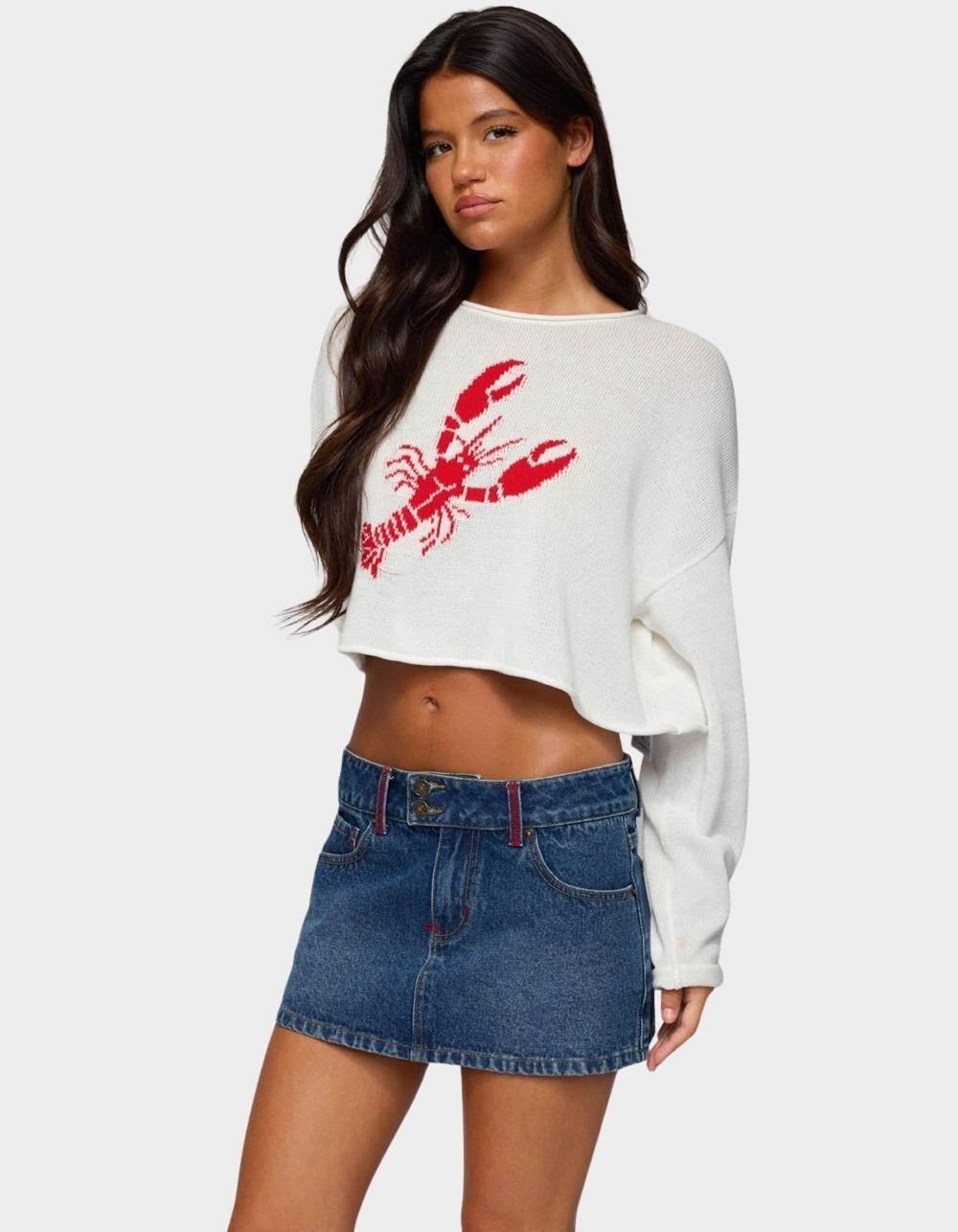 EDIKTED Lobster Babe Oversized Knit Top - WHITE Product Image